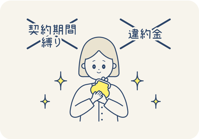 契約期間縛りや違約金がなく喜んでいる人のイメージイラスト